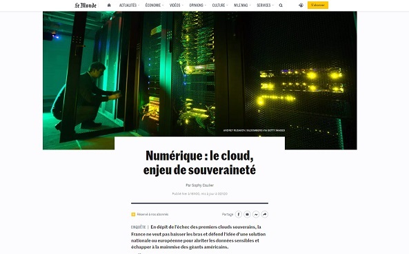Données sensibles et souveraineté du cloud : le CDSE dans Le Monde