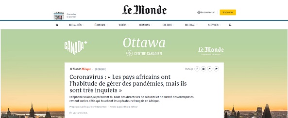 Coronavirus et continuité d’activités : Stéphane Volant répond aux questions du Monde Afrique