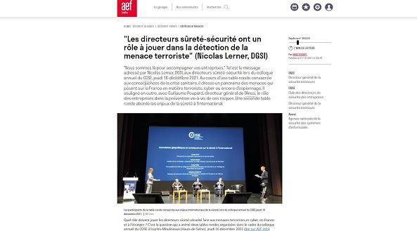 International, terrorisme, cyber : Les directeurs sécurité-sûreté face aux risques et menaces de demain (AEF Info)